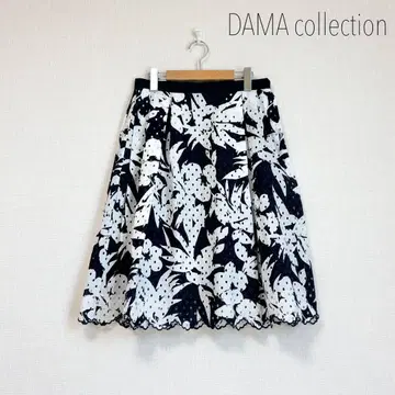 DAMA 컬렉션 플라워 레이스 플레어 스커트 무릎 기장 출퇴근용