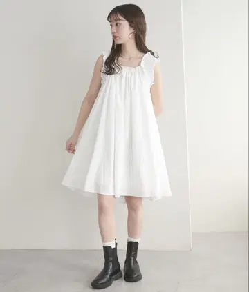 umm. 어깨 프릴 미니 원피스 디스코트