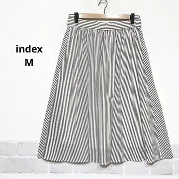스트라이프 무릎 기장 플레어 스커트 모노톤 안감 부착 기본 코디 H706