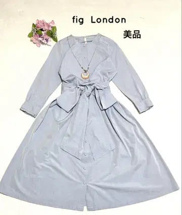fig London 셔츠 원피스 A 라인 롱 원피스 싸개 단추