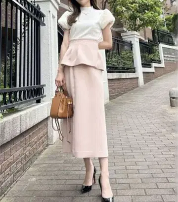 CELFORD 셀포드 페플럼 타이트 롱 스커트 핑크 36