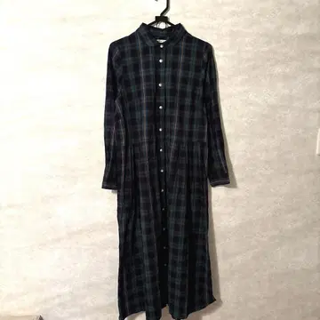 써니클라우드 셔츠 원피스 롱 타탄 체크 그린 L