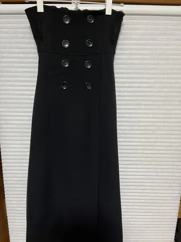 HARE 하레 블랙 더블 버튼 롱 트렌치풍 스커트