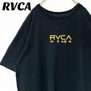 RVCA 루카 반팔 티셔츠 프린트 로고 블랙 M 센터 빅 로고