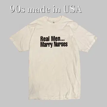 90s USA제 Real Men Marry Nurses T 싱글 스티치