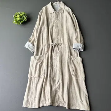 Plantation 긴팔 셔츠 원피스 겉옷 동일 원단 리본 거즈 M