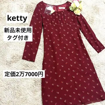 미사용 새상품 KETTY 케티 버건디 꽃무늬 셔츠 블라우스 롱 원피스