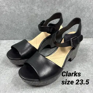 Clarks 클락스 통굽 샌들 벨트 가죽 블랙