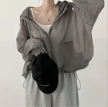 시어 후드티 여름 여성용 블루종 얇은 소재 비침