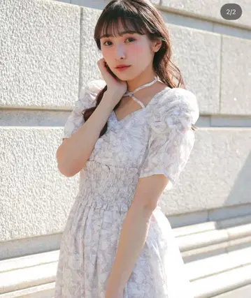 안미르 크로스 플레어 원피스 핑크