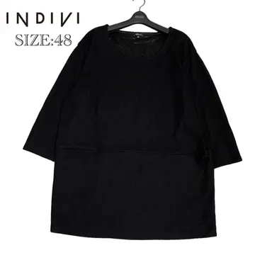INDIVI 인디비 빅 사이즈 48 메쉬 원단 튜닉 블랙