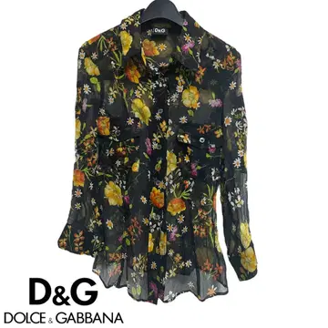 D&G / 시어 블라우스 버튼 셔츠 7부 소매 M 상당 m877