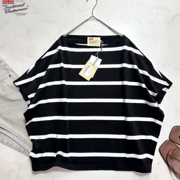 택 포함 새상품 트래디셔널 웨더웨어 5부 소매 보더 돌먼 티셔츠