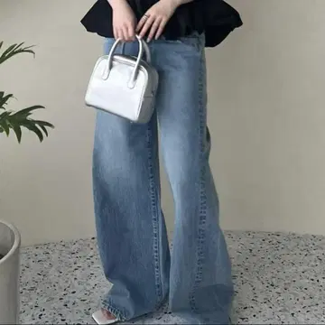 FRAY I.D 와이드 스트레이트 데님 팬츠 블루