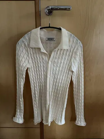 NKNIT 크림색 리브 니트 긴팔 셔츠