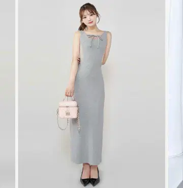 다리치 Darich 사이드 레이스 컷 롱 원피스 그레이
