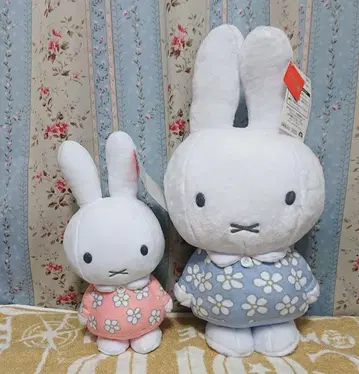 미피 봉제 인형 꽃무늬 2개 세트