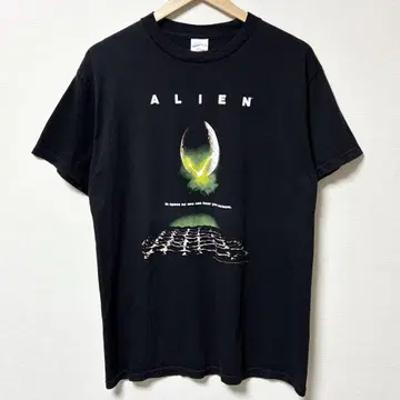 00s 레어 ALIEN 프린트 티셔츠 무비 티 블랙 테네시 리버 택