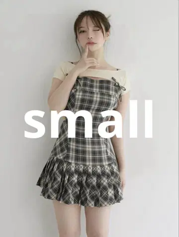 앤드메리 캐런 체크 미니 드레스 베이지 S