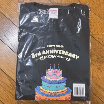 FRUITS ZIPPER 씨 기념 라이브 티셔츠/흑먹색 사이즈: L