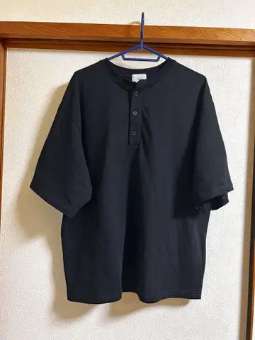 EPIC 빈티지 가공 반팔 헨리넥 티셔츠 블랙 / L