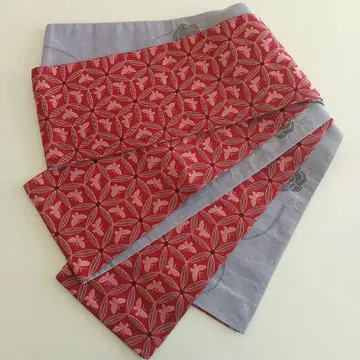 리버서블 반폭 오비 유카타 폴리에스테르 빨간색