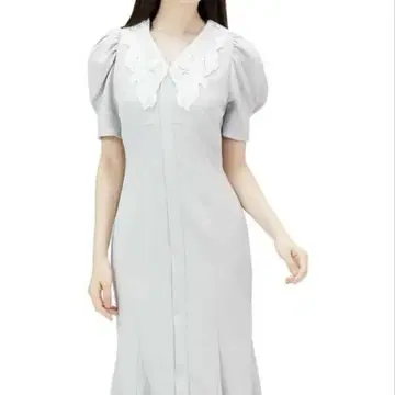 SNIDEL 자수 화이트 칼라 머메이드 원피스 결혼식