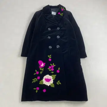 새상품급 모스키노 코트 MOSCHINO 벨벳 자수 꽃무늬 모티브