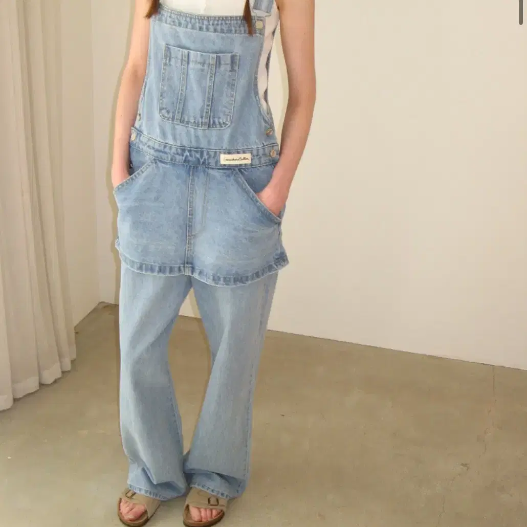 【SOMEWHEREBUTTER】Combi Denim Overall - Middle Blue 4th / Combi Denim Overall - Middle Blue - SOMEWHERE BUTTER.