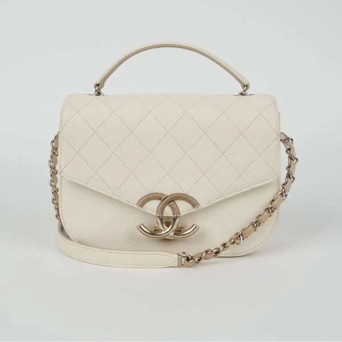 Chanel Cuba Half and Half CC Dot Shoulder Bag A93660 Ivory