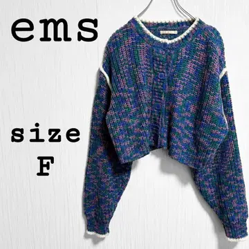 Eames [F] 숏 기장 니트 블루 계열 컬러풀 가디건 긴팔