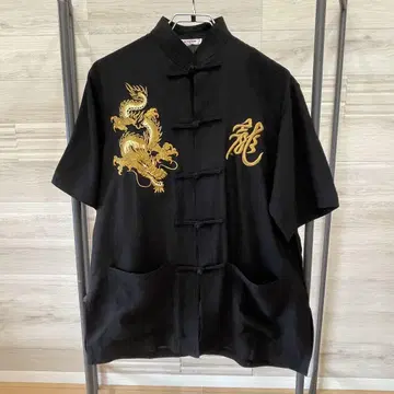 EASTERN 90s 용 자수 쿵푸 셔츠 블랙 [size M]