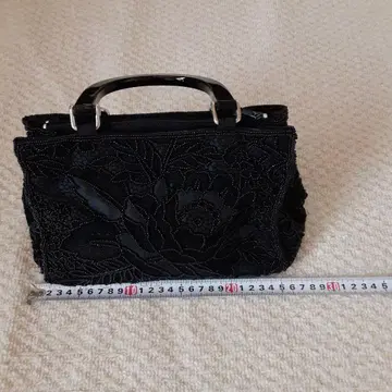 비즈 자수 블랙 핸드백 약 20cm