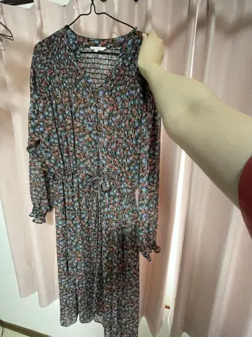 MOUSSY 꽃무늬 긴팔 롱 원피스