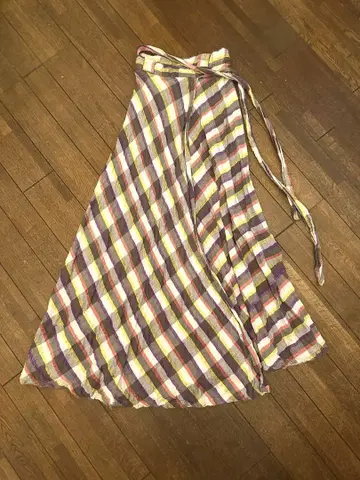 vintage 빈티지 체크 무늬 롱 스커트 구제 의류