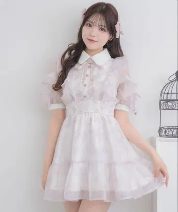 로지타 꽃무늬 반팔 미니 원피스