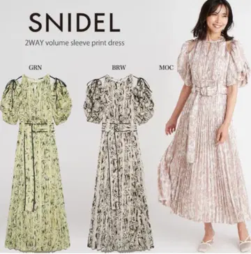 SNIDEL 2WAY 볼륨 슬리브 프린트 원피스