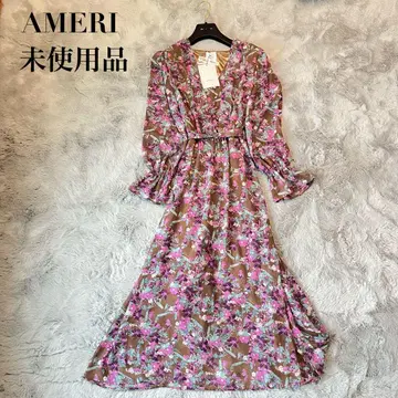 미사용품 Ameri 아메리빈티지 총꽃무늬 쉬폰 롱 원피스