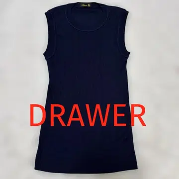 컨디션 최상 DRAWER 드로어 슬리브리스 니트 네이비 코튼