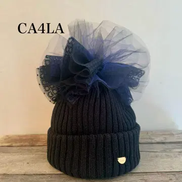 CA4LA 네이비 튤 니트 모자