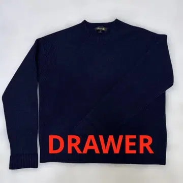 DRAWER 드로어 긴팔 니트 스웨터 두꺼운 원단 네이비 캐시미어 100