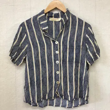 relume 20SS BEACH GOLD 스트라이프 패턴 오픈 카라 셔츠