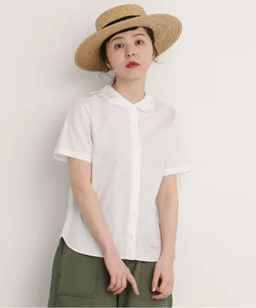 차일드우먼 브로드 라운드 카라 반팔 블라우스