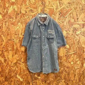 Dickies 디키즈 반팔 셔츠 데님 셔츠 라이트 블루 남성용