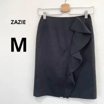 ZAZIE 프릴 디자인 타이트 스커트 블랙 M 일본제 코튼 혼방