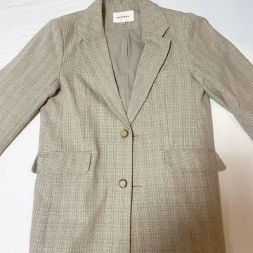 MOUSSY 베이지 체크 무늬 테일러드 자켓