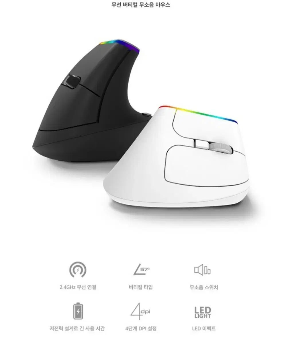 Xenics Vertical Wireless Silent Mouse, White
