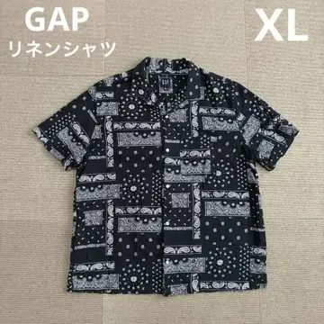 GAP 갭 린넨 오픈 카라 셔츠 페이즐리 반다나 XL 올 패턴