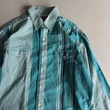 80s Wrangler 멀티 컬러 스트라이프 웨스턴 셔츠 버튼 다운