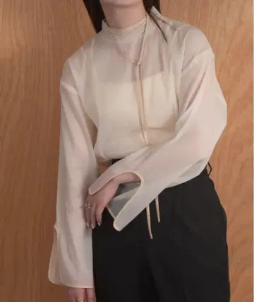 셔츠 piping ribbon set sheer tops 아이보리